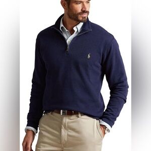 Polo RL Men's  Half Zip Mock Sweatshirt navy